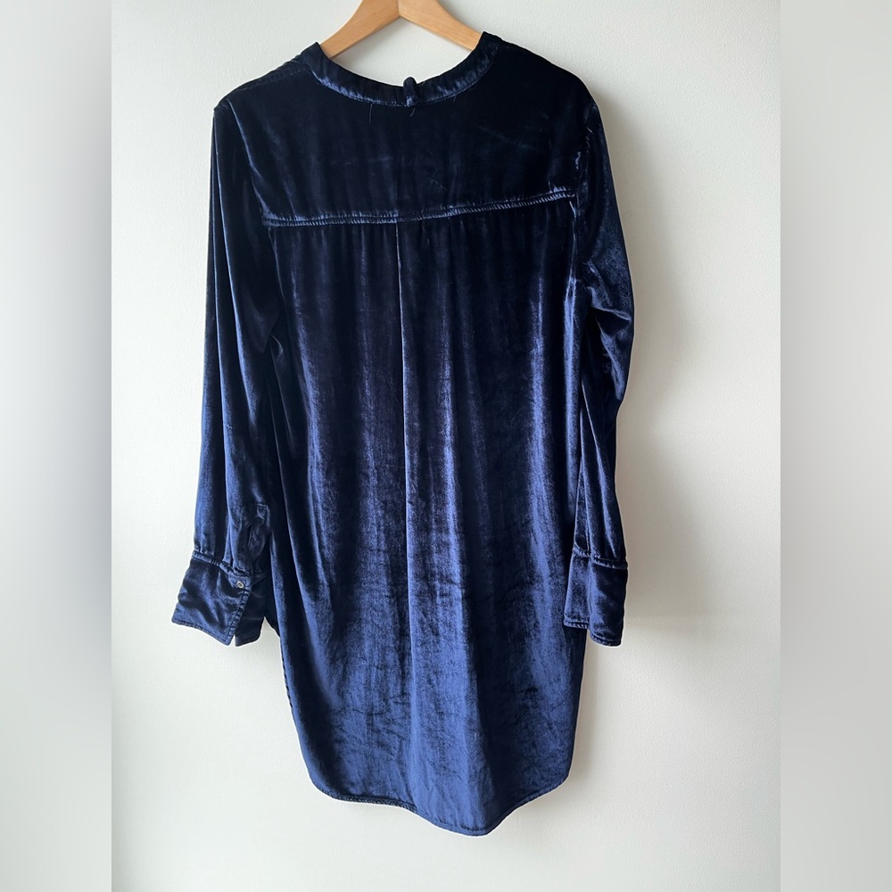 Maeve Navy Velvet Button Front Tunic Shirt Size 14 - Picture 4 of 4